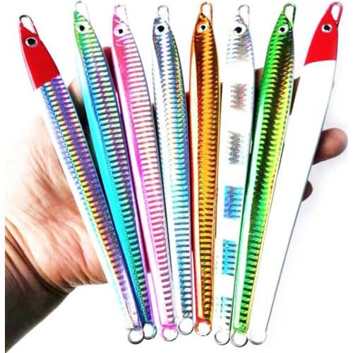 Deep sea Metal Jig Fishing fish Lure Jigbait spoon Treble Hook Spinner baits 200g fishing Free shipping