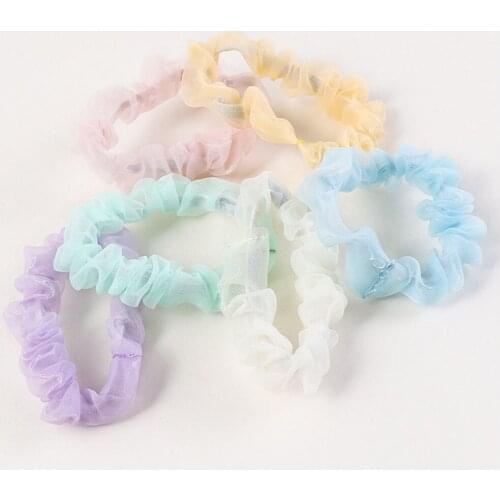 6PCs Candy Chiffon Mini Large Intestine Loop Hair Rope Scrunchies Ponytail Highly Elastic Hair Accessories Girls Hairbands Gifts