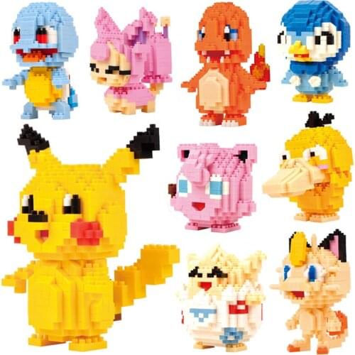 62 styles Pokemon Building Blocks Toy Pikachu Bulbasaur Charmander Squirtle Figure Small Model Childrens Educational Toy Gift