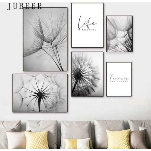 Abstract Dandelion Wall Art Canvas Painting Poster Modern Black White Life Quote Art Wall Print Picture Living Room Decor prints
