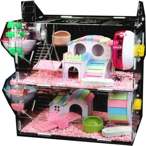 Acrylic Hamster Cage Double-Decker Villa Oversized Transparent Baby Supplies Toy Goldbear