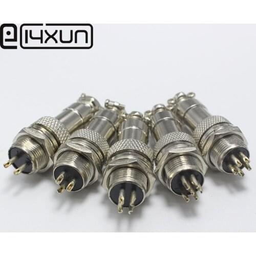 EClyxun 1Set GX12 XLR 12mm 2 3 4 5 6 Pin Female Plug Male Audio Cable Adapter Chassis Mount Socket Aviation Plug Connector