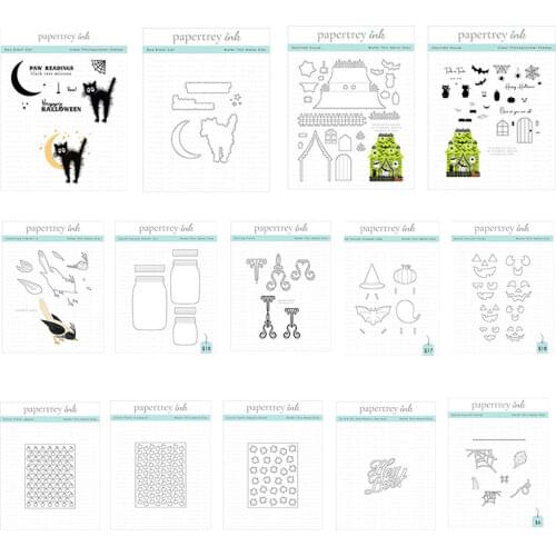 Halloween Pumpkin Maple Leaves Haunted House Cat Cutting Dies Stamps Scrapbook Diary Decoration Embossing Template Card 2021 DIY