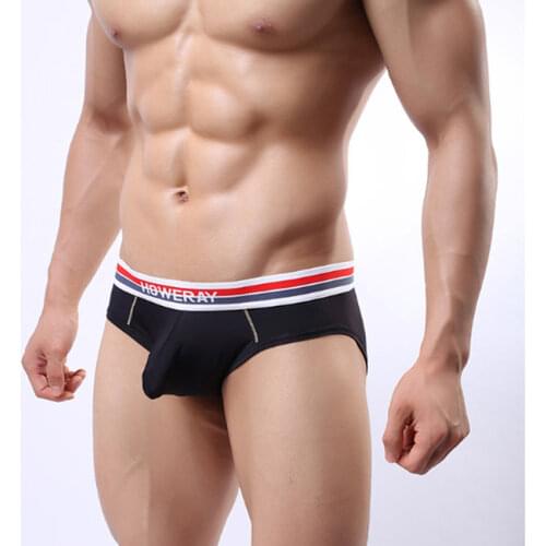 Howe Ray Brand Silk Mens Underwear Briefs Bulge Big Penis Pouch Seamless Mens Briefs Enhance Sexy Male Panties Striped Rise