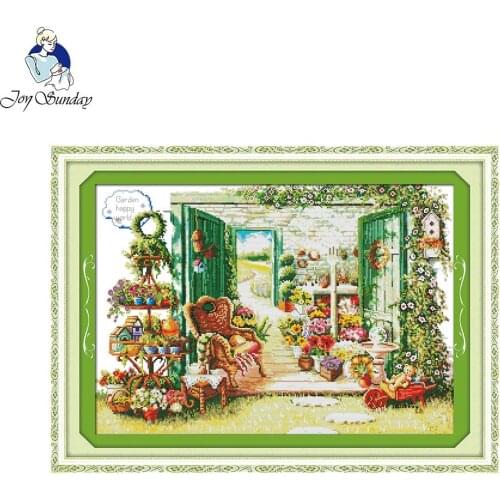 Joy Sunday Flower shop Counted Cross Stitch Diy 11CT 14CT Cross Stitch Set Wholesale Cross-stitch Kits Embroidery Needlework