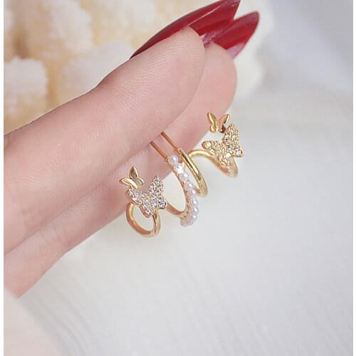 Korean Elegant Temperament Butterfly Minimalist Earrings Exquisite Luxury Cute For Women Romantic Charm Jewelry Accessories Gift