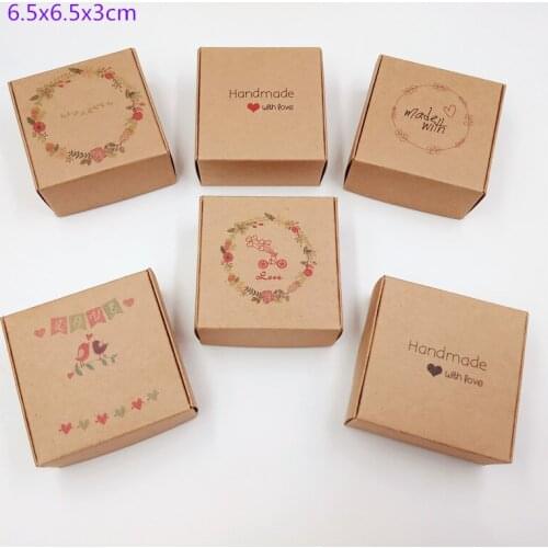 50 pcs multi-style printed airplane box brown kraft paper wedding candy/cake/biscuit box DIY jewelry decoration box 6.5x6.5x3cm