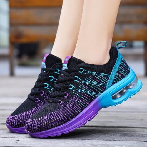 Sneakers Women Running Shoes Women Fashion Air Cushion Mesh Flying Woven Breathable Tennis Sport Shoes