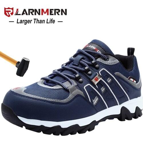 LARNMERN Men Steel Toe Safety Shoes SRC Non-slip Working Security Protection Footwear Breathable Durable Hiking Sneaker