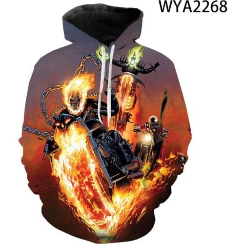 Hot Selling Movie Ghost Rider 3D Print Pullover Streetwear harajuku hoodie plus size mens Sweatshirt brand design Hoodies coat