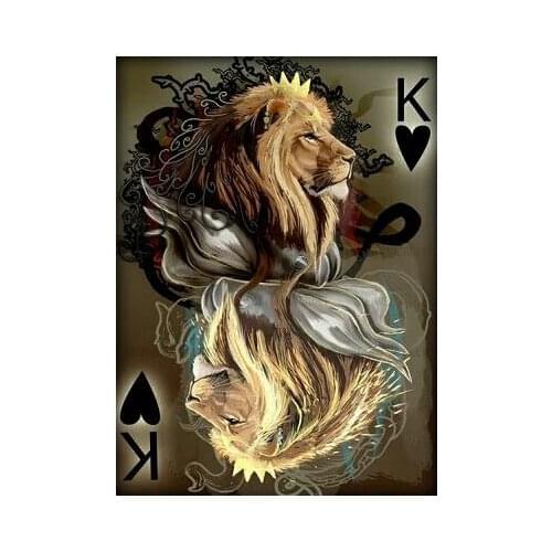 Spades K Animal Lion Personality Canvas Painting Mural Poster Family Interior Room Bedroom Wall Decoration Art No Frame
