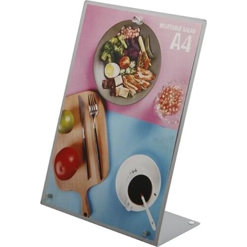 A4 Store Counter Top Magnetic Slant Metal Food Menu Folder Board Stand Holder for Menu Poster Display