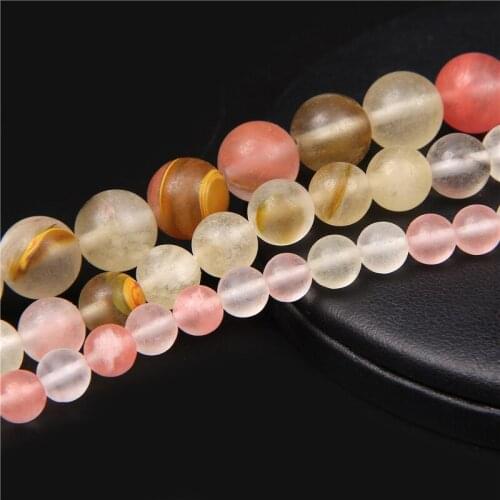 Natural Watermelon Tourmaline Stone Beads Dull Polish Matte Round Loose Beads 15" Strand 6 8 10 12 MM For Jewelry Making DIY