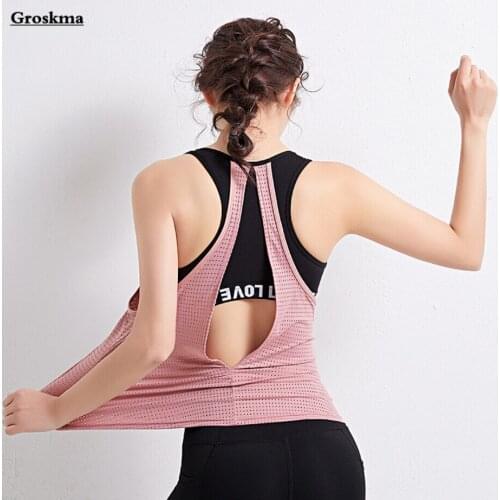 Fake 2 Piece Women Yoga Tank Top Mesh Patchwork Sleeveless Shirt Bra Sports Running Vest Quick Dry Fitness Gym Clothing
