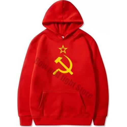Mens Red HoodiesSoviet Flag Hammer and Sickle Communist Communism USSR CCCP Women Sweatshirt Hoody Tops