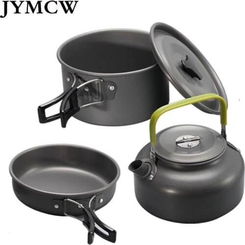 Camping Cookware Set Aluminum Nonstick Portable Outdoor Tableware Kettle Pot Cookset Cooking Pan Bowl for Hiking BBQ Picnic