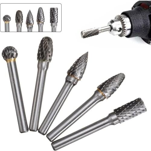 5Pcs 6mm Shank Rotary Milling Cutter Set Grinding Metal Polishing Electric Hss Carbide Power Tool Accessories