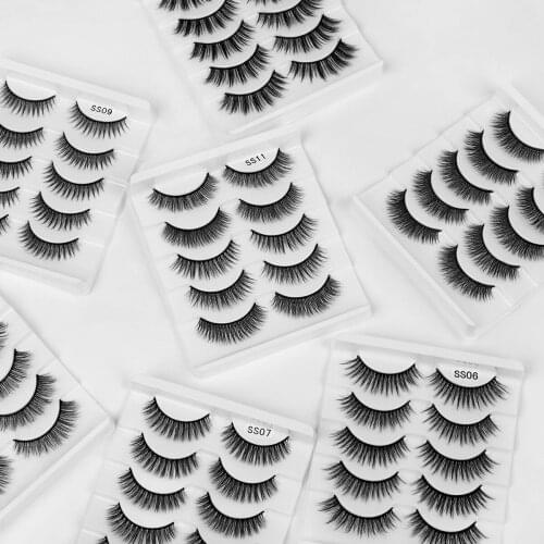 ISEEN False Eyelashes 5 pairs 3D Faux Mink Lashes 5mm-10mm Natural Long Lash Vendor Eyelash in Bulk Makeup Tools