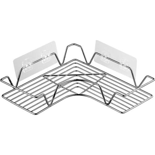 Stainless Steel Bathroom Shelf Wall Mount Triangle Storage With Suction Cup No Drilling Kitchen Storage Holder Bathroom Noble