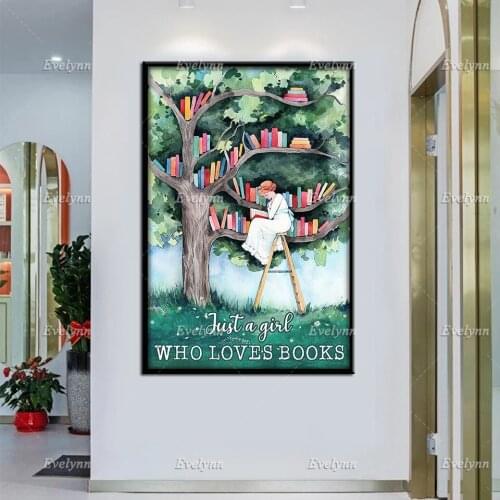 Book Lovers Just A Girl Who Loves Books Funny Retro Poster Wall Art Print Bedroom Home Living Decor Canvas Poster Unique Gift