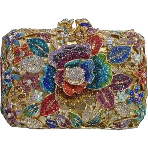 Nigeria elegant ladies evening dress bag wedding party banquet rhinestone handbag ladies crystal clutch