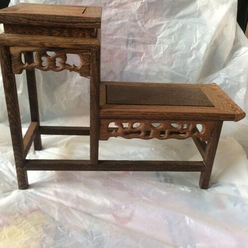 New red suan-zhi wood rosewood China high-low style stand display shelf 8.7"