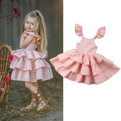 US New Princess Baby Girls Dress Flower Christening Lace Wedding Party Clothes
