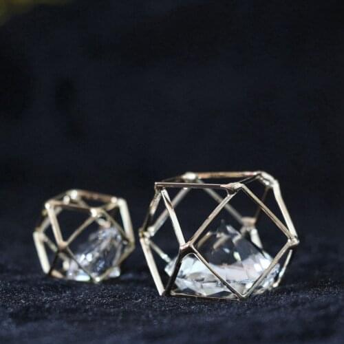 New rhinestone beads crystal arc cube copper cage pendant 18mm 27mm fit diy women jewelry 2pcs B881