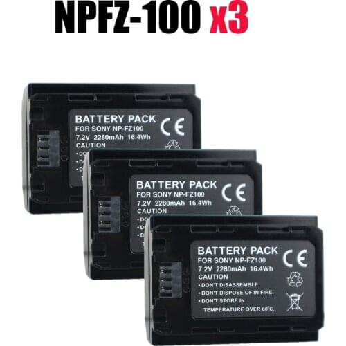 New 3pcs NP-FZ100 NPFZ100 NP FZ100 battery for Sony A7R III A7 III BC-QZ1 A9/A9R Alpha9 Alpha9R Alpha 9S A7RM3 camera