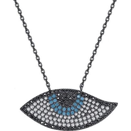 Blue Rhinestone Luck Turkey Blue Evil Eye Choker Necklace for Women Box Chain Pendant Necklace Fashion Jewelry Mens Necklace