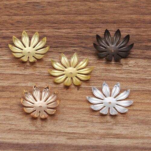 50 PCS 9*19.5mm 4 Colors Plated Filigree Flowers Base Settings Copper Sheet Connectors Charms For Jewelry Making DIY Components