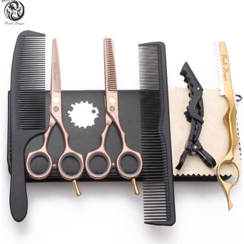 Suit 5.5" 16cm JP Purple Dragon Titanium Professional Hairdressing Scissors Cutting Scissors Thinning Shears Hair Scissors Z1104