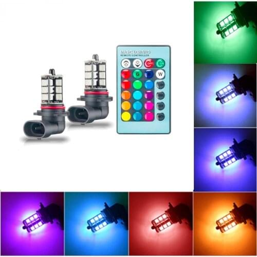 2PCS 9005 9006 H11/H8 H4 H7 RGB Multi Colors Changing LED fog Light Bulb Colorful Auto Car Light With Remote control