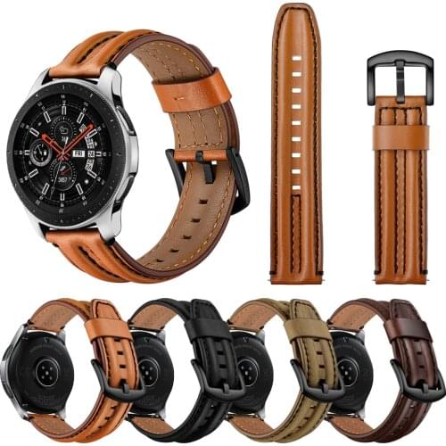 Newest Double dragon-bone genuine cow leather strap for Samsung Galaxy Watch 46mm band Huawei GT 1 2e straps huami amazfit 1 2