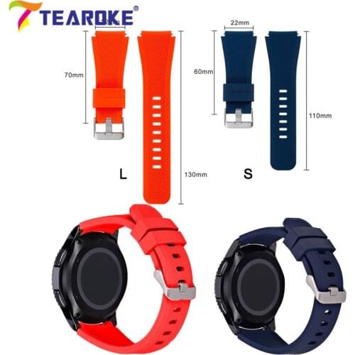 TEAROKE 22mm Silicone Watchband for Samsung Galaxy Watch 46mm version Soft Rubber Sport Band Strap Bracelet for Gear S3 SM-R800