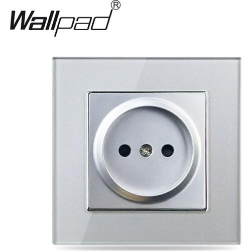Round Silver Russia Socket Wallpad Crystal Glass 220V AC 16A 2 Pin Russia EU Wall Sockets without Ground Line for European Box