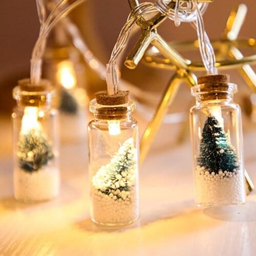 2M 10LED Christmas Ornaments Lights Christmas Tree Fairy String Lights Outdoor Glass Wishing Bottle Pendant Home Party Decor