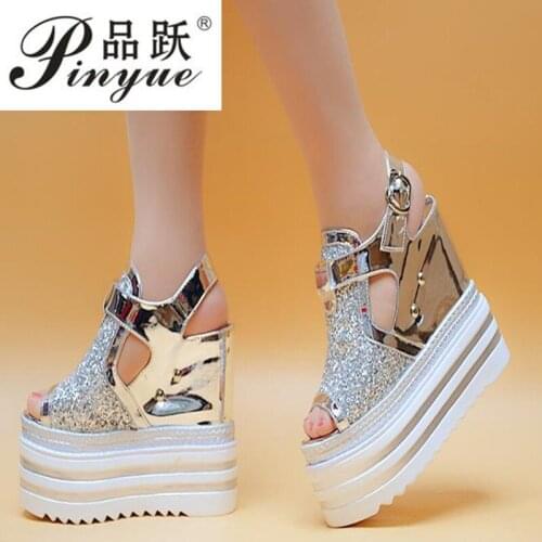 Summer Platform Sandals Women 13CM Wedges Thick Bottom Casual Shoes Comfortable White Hook & Loop Sandals Sneakers