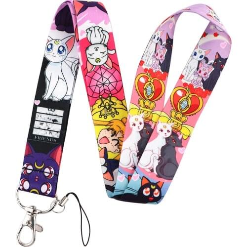 ER058 Fashion Cartoon Moon Girl Creative Lanyard Badge ID Lanyards Mobile Phone Rope Key Lanyard Neck Straps Accessories