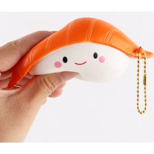 Cute Kawaii Squishy Rice Ball Salmon Sushi Kid Toy Slow Rising Soft Stress Relief Keychain Pendant Decompression Phone Strap
