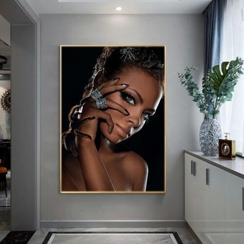 Modern African Nude Woman Indian Portrait Canvas Painting Posters and Prints Scandinavian Wall Art Picture for Living Room Decor
