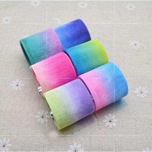 Special Sales! Pretty 6 Meters Gradient Color Printed Ribbon Set Webbing Satin Cartoon Hairbow Ribbon