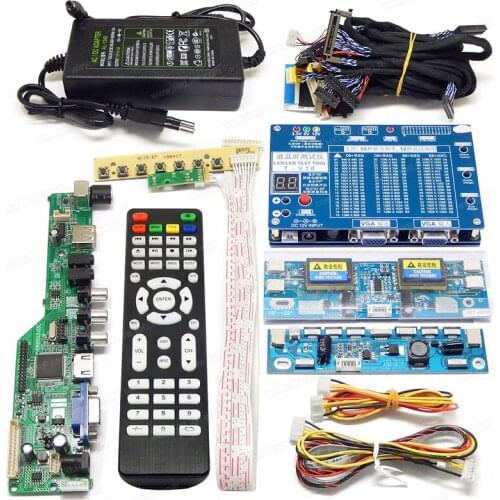 Laptop T-V18 LED LCD Screen Tester +V29V56V59 Support 7-84 Universal LCD TV Controller Driver Board14 LVDS Cables