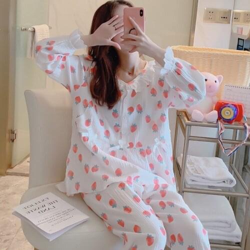 Floral Thin Gauze Cotton Maternity Nightwear Pregnant Pajamas Breastfeeding Nursing Nightgown Pregnancy Sleepwear Homewear