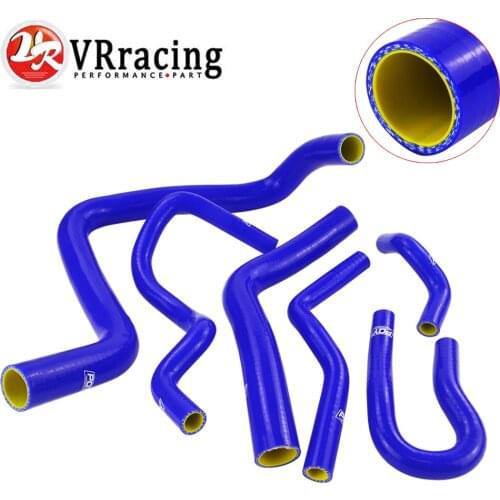 VR - blue & yellow 6PCS Silicone Radiator Hose kit For HONDA CIVIC DOHC Type R DC2 EK4/9 B16A/B B18C With PQY Logo LX1304C-QY