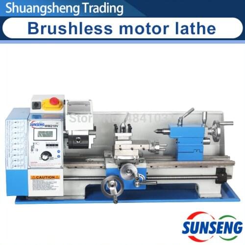 WM210V Metal Lathe/850W Brushless Motor All Steel Gear Lathe/38mm Spindle Bore Hole +125mm Chuck Mini Lathe Machine