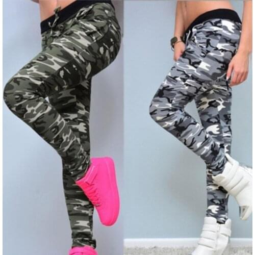 Woman pants Pencil Pants Women Camouflage Skinny Leggings Stretchy Pencil Pants Drawstring Trousers sweatpants femme pantalon