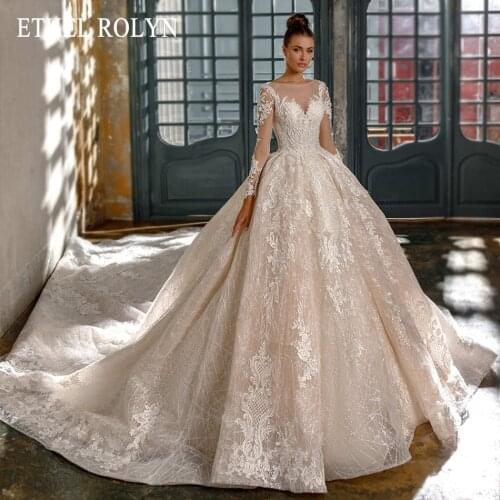 ETHEL ROLYN A-Line Wedding Dress 2021 Elegant Long Sleeve Beading Lace Appliques Princess Cathedral Bridal Gown Vestido De Novia