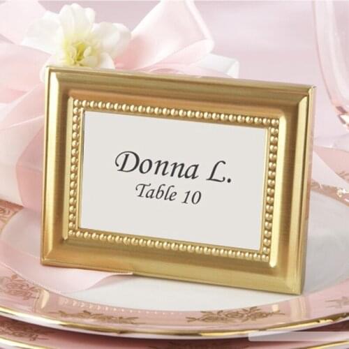 Beaded Golden Metal Photo Frame Place card Holder wedding party gifts Valentines day favors 10pcs/lot Free Shipping