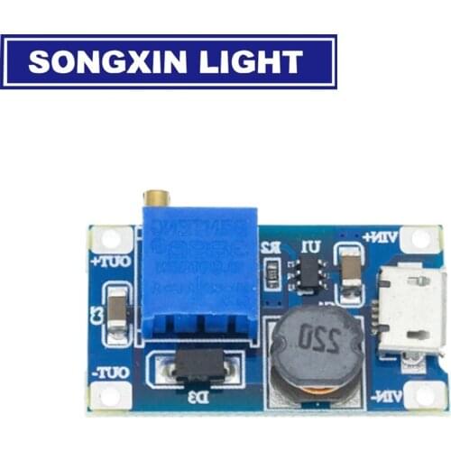 1pcs DC-DC Adjustable Boost Module 2A Boost Plate Step Up Module with MICRO USB 2V-24V to 5V 9V 12V 28V MT3608 MODU